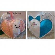 Cat and Dog flip hearts set