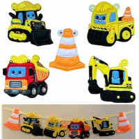 Construction Vehicles Banner and Hangers