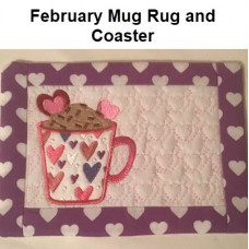 February Mug Rug and Coaster