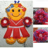 Ginger cheerleader with pom poms