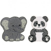 Knit Stitch Elephant and Panda Brooches