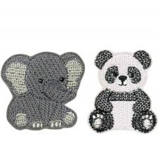 Knit Stitch Elephant and Panda Brooches