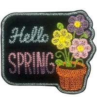 Knit Stitch Hello Spring Hanger or Magnet Knit Stitch Hello Spring Hanger or Magnet