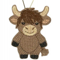 Knit Stitch Highland Cow Hanger