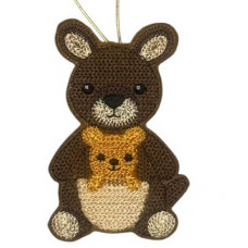 Knit Stitch Kangaroo and Baby Hanger