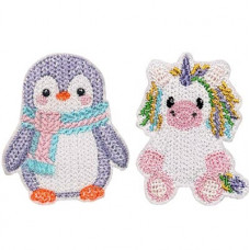 Knit Stitch Penguin and Unicorn Brooches