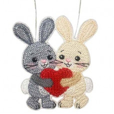 Knit Stitch Valentine Bunny Couple