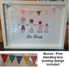 Original Button Stick Family - With free standing bunting 