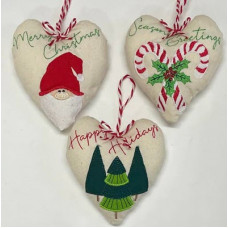 Raw Edge Applique Christmas Hearts