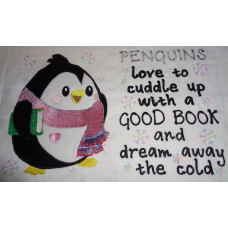 Reading Penguin with Fringed Scarf