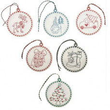 Redwork Twine Hangers