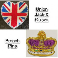 Union Jack and Crown Brooch Pins