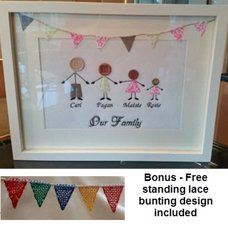 Original Button Stick Family - With free standing bunting 