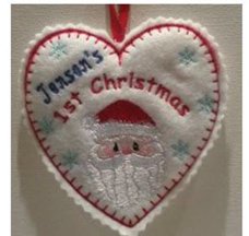1st Christmas Santa Heart