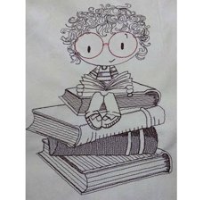 Curly Hair Book Sitter Girl
