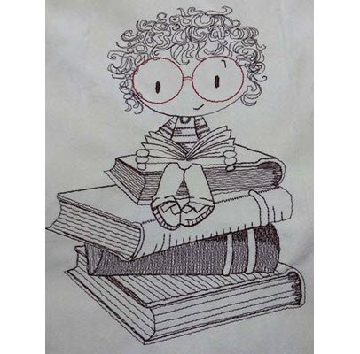 Curly Hair Book Sitter Girl