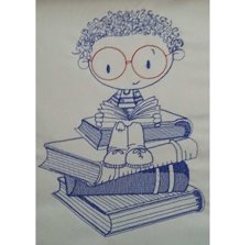 Curly Hair Book Sitter Boy