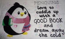 Reading Penguin with Fringed Scarf