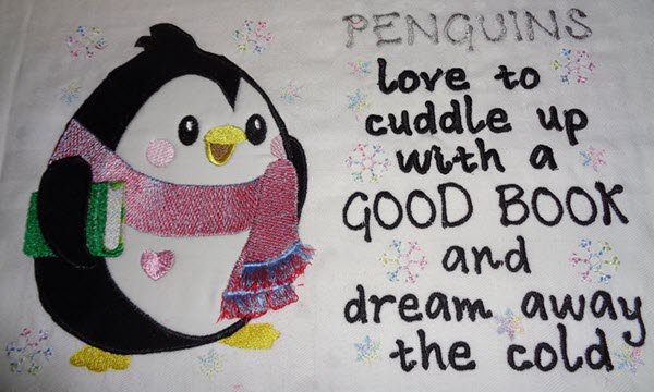Reading Penguin with Fringed Scarf