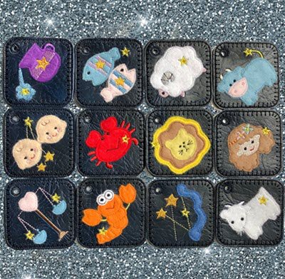 Cute Zodiac Key tab bag charms