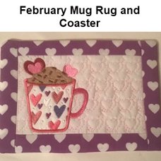 February Mug Rug and Coaster