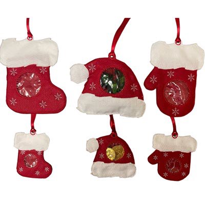 Christmas Stocking, Mitten and Hat Treat Bags Set