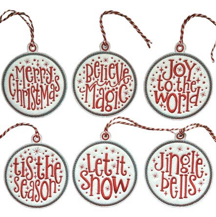 Christmas Word Baubles Set of 6
