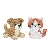 Knit Stitch Cat and Dog Brooches