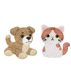 Knit Stitch Cat and Dog Brooches