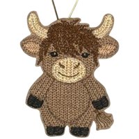 Knit Stitch Highland Cow Hanger
