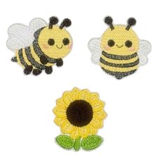Knit Stitch Bees and Sunflower Brooches