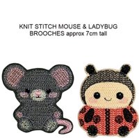 Knit Stitch Mouse and Ladybug Brooches