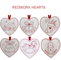 Redwork Hearts