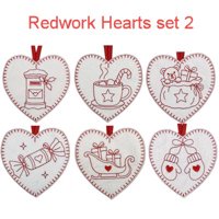 Redwork Hearts Set 2